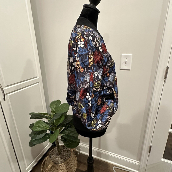 H&M Reversible Floral Nylon Track Jacket Women’s XS Multicolor Zip Lightweight - Picture 4 of 13